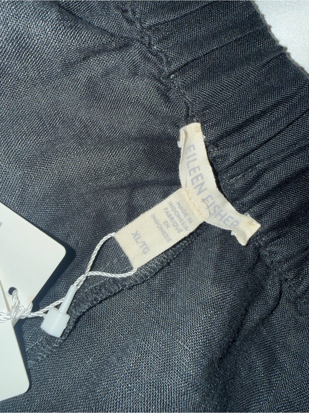 Eileen Fisher Shorts Drawstring Elastic Waist Mid Thigh Linen Graphite XL $128 - Picture 5 of 9